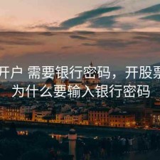 股票开户 需要银行密码，开股票账户为什么要输入银行密码