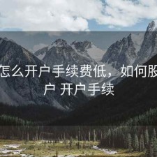 股票怎么开户手续费低，如何股票开户 开户手续