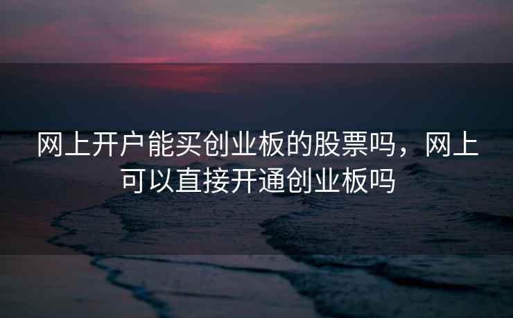 网上开户能买创业板的股票吗，网上可以直接开通创业板吗  第2张