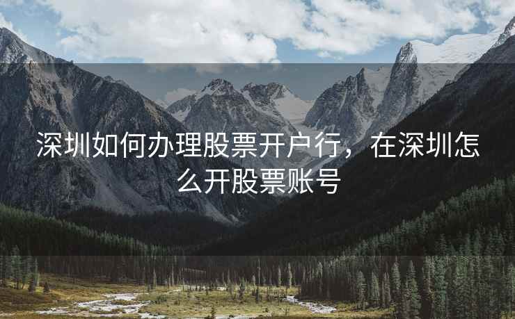 深圳如何办理股票开户行，在深圳怎么开股票账号  第2张