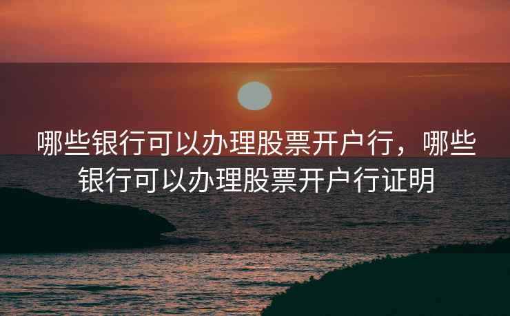 哪些银行可以办理股票开户行，哪些银行可以办理股票开户行证明  第1张